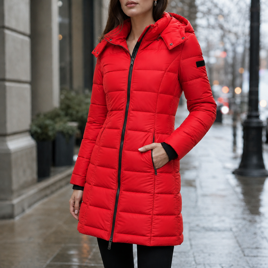 Wearbella | Mid-Length Puffer Jacket for Women with Hood