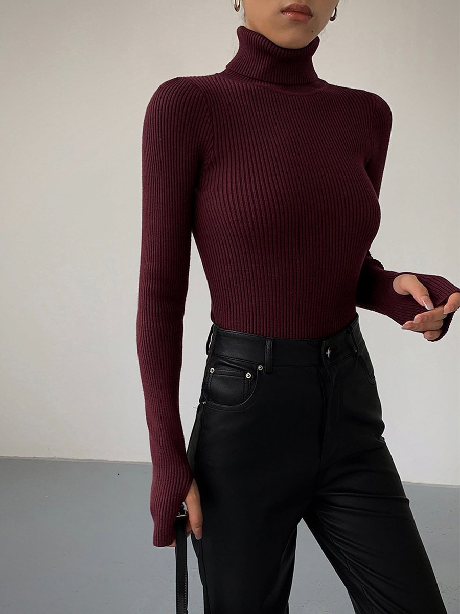 Marie | Turtleneck Sweater – Chic Ribbed Style for Women