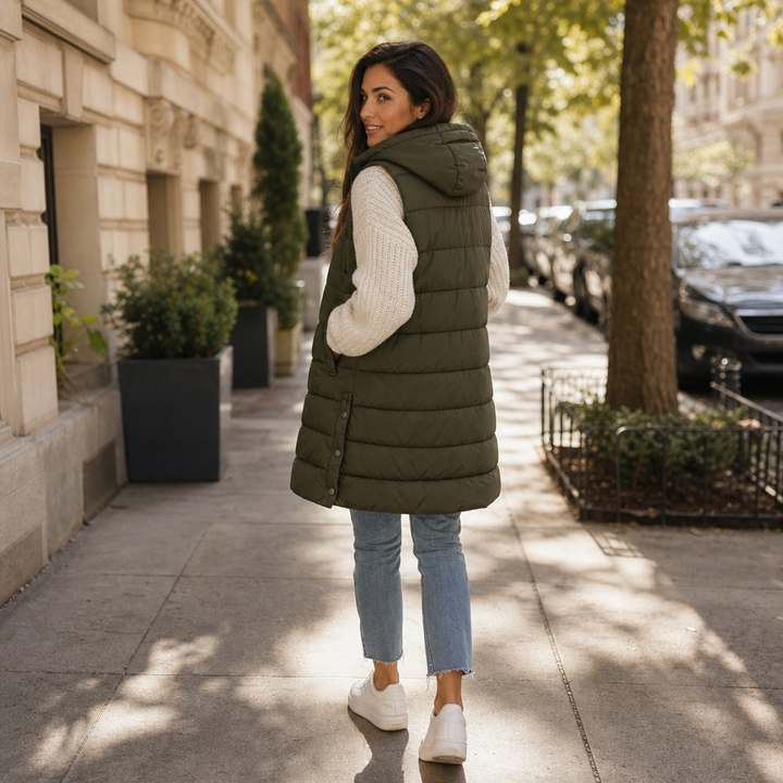 Wearbella | Longline Puffer Vest – Sleek Sleeveless Style for Women