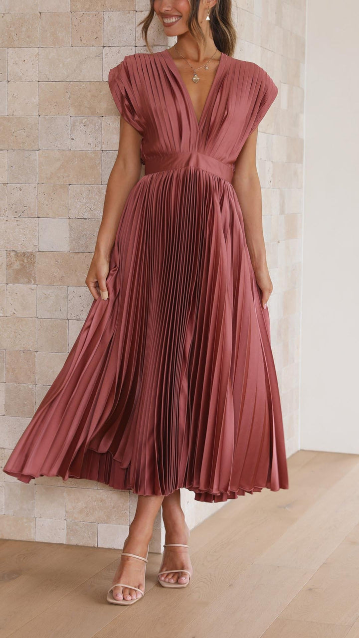 Maria | Pleated Maxi Dress for Wedding Guests