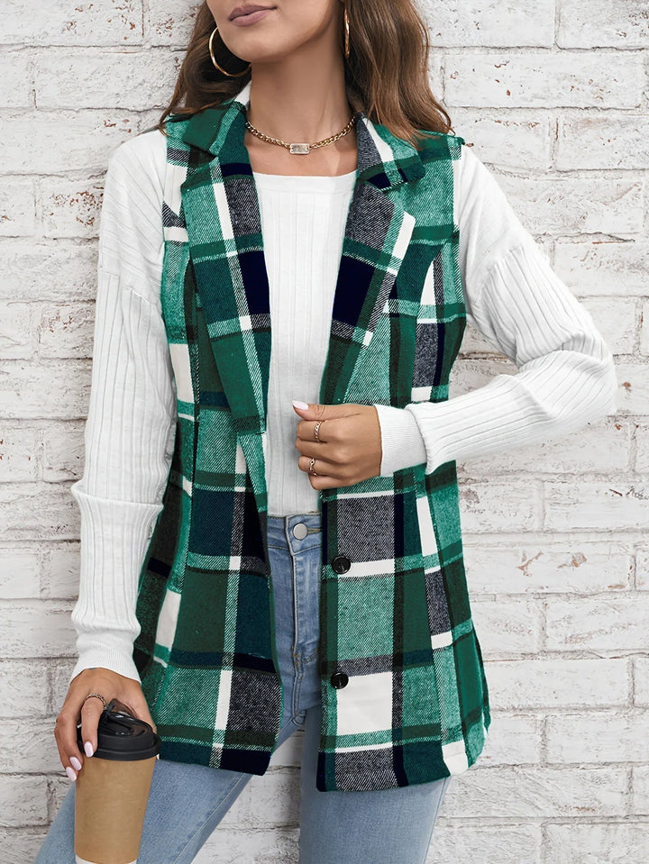 Christin | Gilet elegante e senza tempo a quadri, lungo