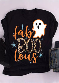 Gemma | Halloween-T-Shirt mit Geistermotiv und Leopardenakzent