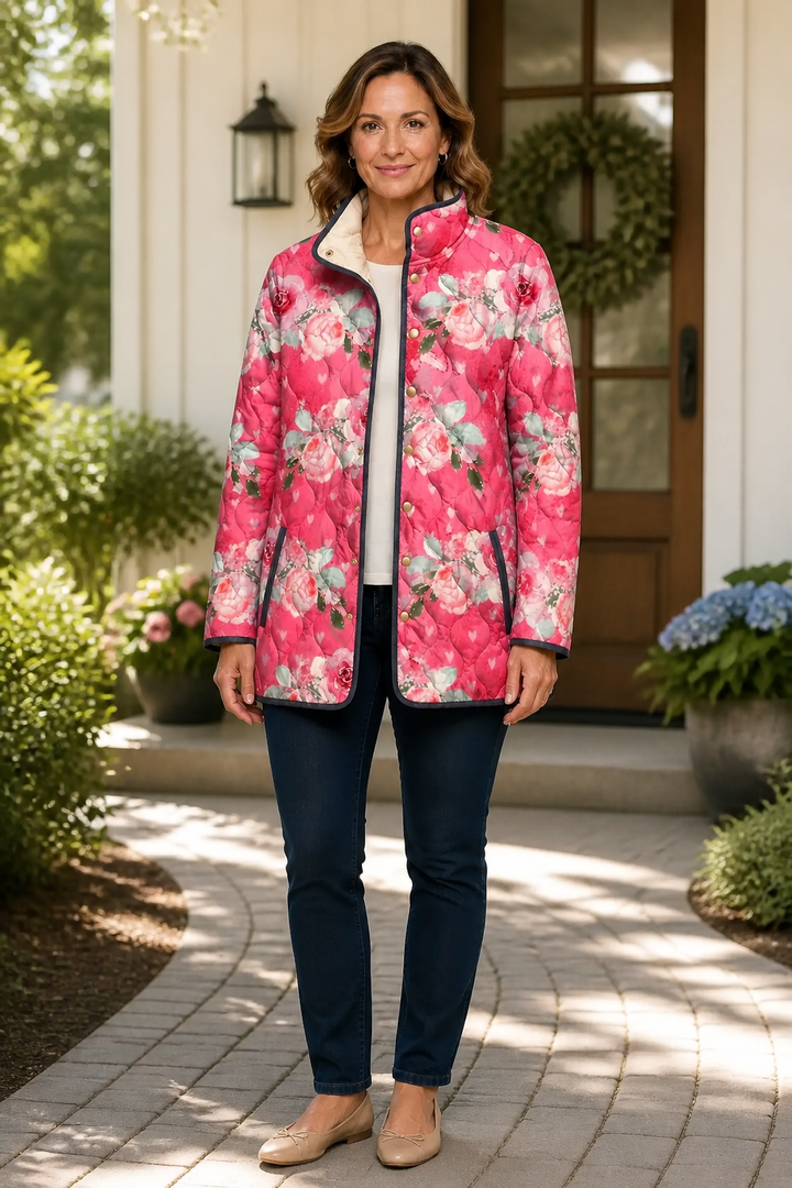 Wearbella | Floral Print Quilted Puffer Jacket