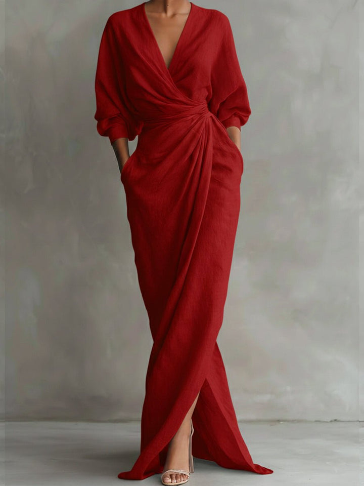 Rosalie | Elegant And Comfortable Long Sleeved Wrap Maxi Dress