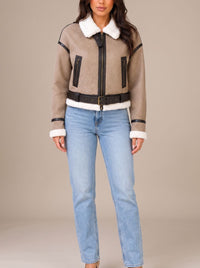 Stella | Giacca aviator da donna in tessuto effetto orsacchiotto, elegante e calda