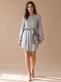 Gianna | Mini-robe de soirée rayonnante à sequins et à manches ballon