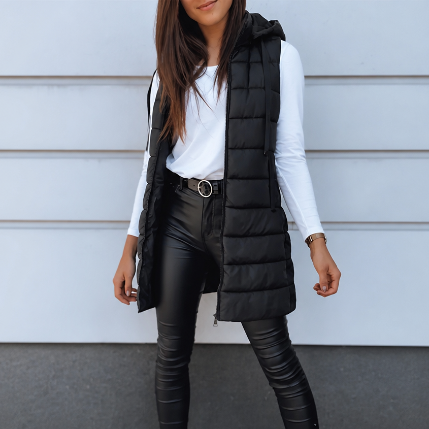 Wearbella | Longline Puffer Vest – Sleek Sleeveless Style for Women