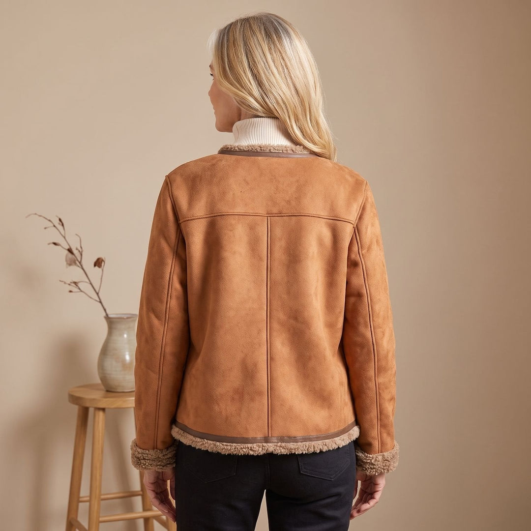 Gina | Short Leather Jacket – Stylish Faux Shearling for Women