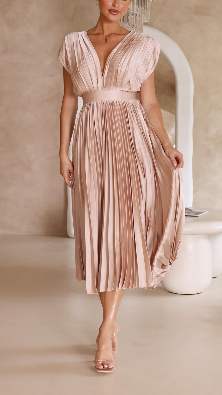 Maria | Pleated Maxi Dress for Wedding Guests