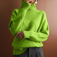 Emma | Eleganter und gemütlicher Strickpullover mit Rautenmuster und Rollkragen