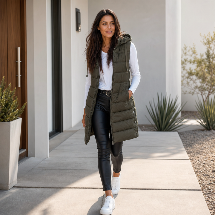 Wearbella | Longline Puffer Vest – Sleek Sleeveless Style for Women