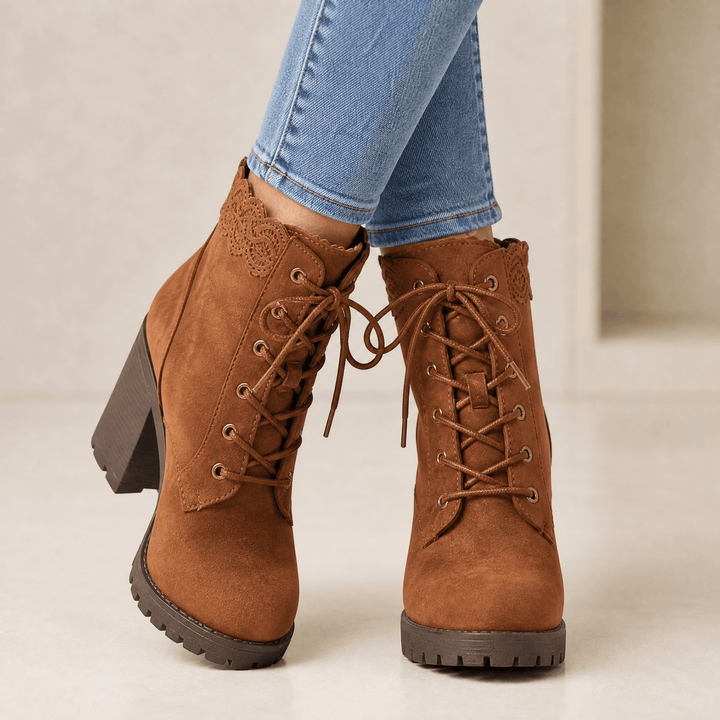 Lacelle | Suede Ankle Boots – Romantic Lace Trim for Women