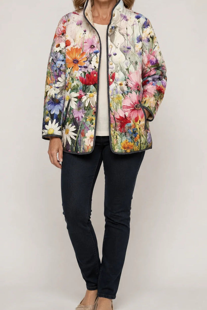 Wearbella | Floral Print Quilted Puffer Jacket