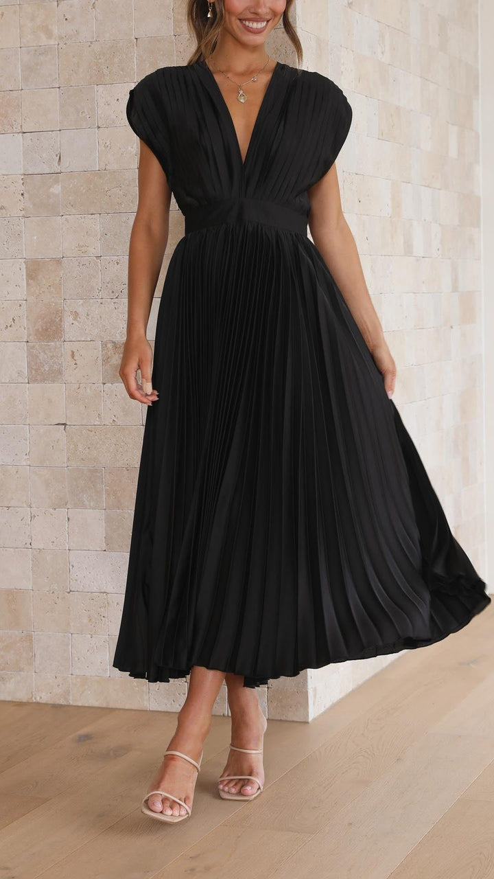 Maria | Pleated Maxi Dress for Wedding Guests