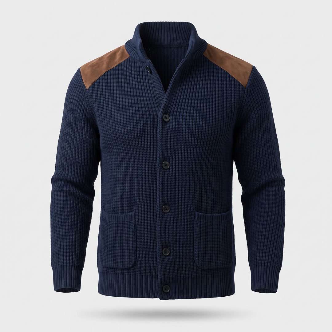 Davenport | Knitted Blazer with Unique Suede Accents for Men