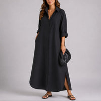Vanessa | Lässiges und elegantes Oversize-Leinen-Maxikleid für eine Herbsthochzeit