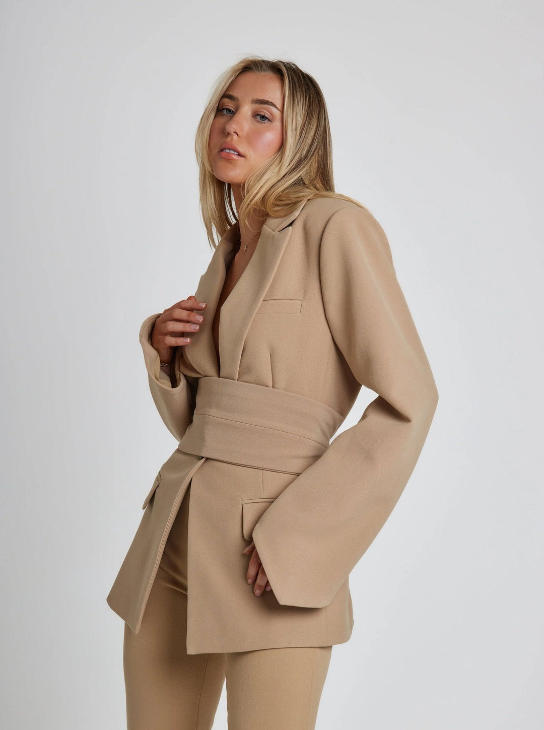 Camille | Chic And Refined Belted Luxe Blazer