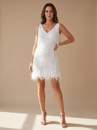 Annett | Blickfangendes Party-Minikleid mit Pailletten und Fransen