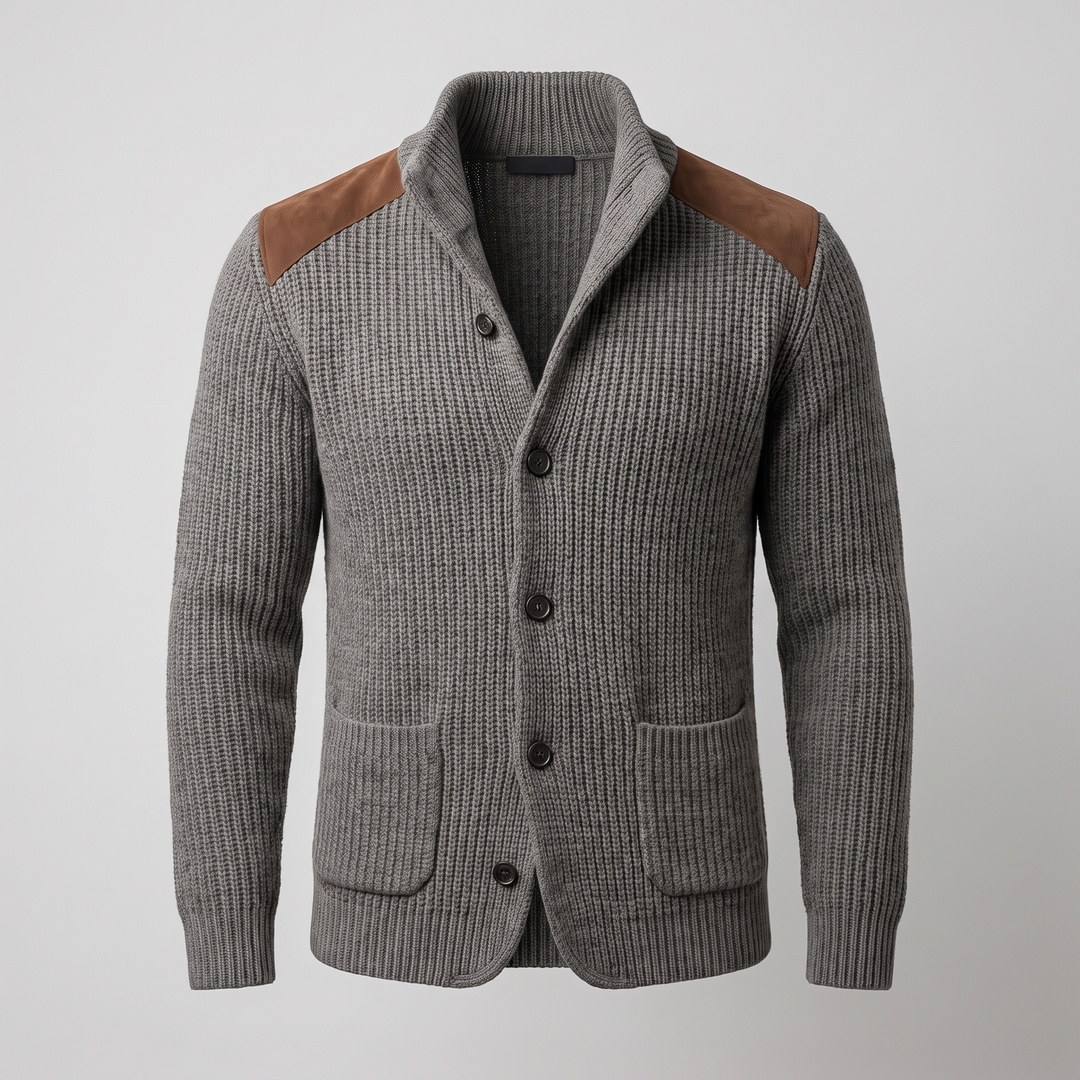 Davenport | Knitted Blazer with Unique Suede Accents for Men