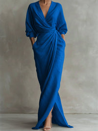 Rosalie | Elegant And Comfortable Long Sleeved Wrap Maxi Dress