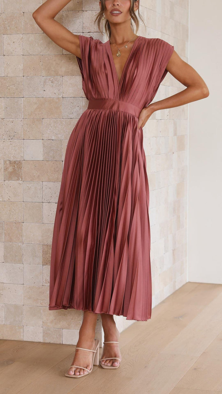Maria | Pleated Maxi Dress for Wedding Guests