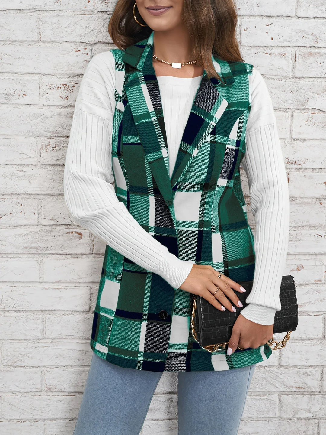 Christin | Gilet elegante e senza tempo a quadri, lungo