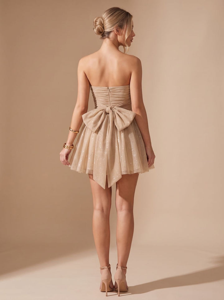 Mia | Mini Dress – Glitter Pleated Bustier for Women