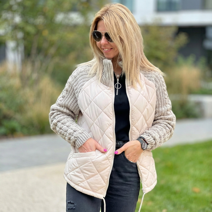 Quilora | Knitted Patchwork Puffer Jacket for Women