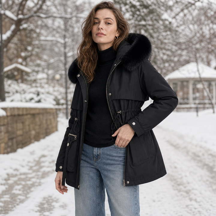 Duvella | Puffer Coat – Faux Fur Hood Double-Layered Insulation for Women