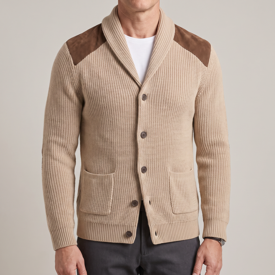 Davenport | Knitted Blazer with Unique Suede Accents for Men