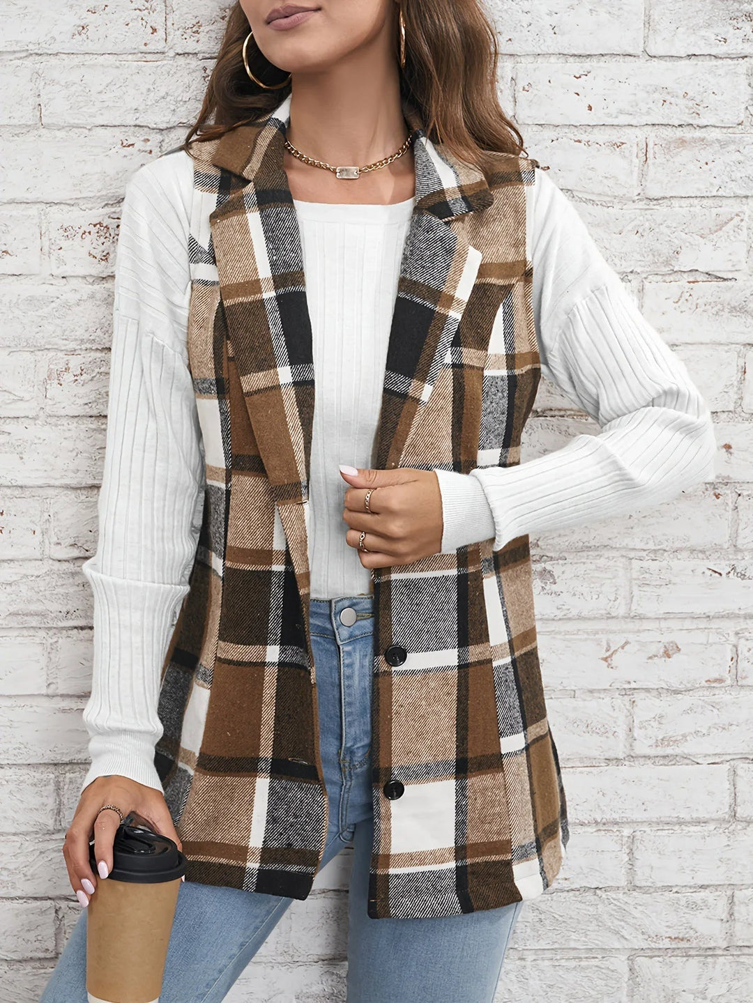 Christin | Gilet elegante e senza tempo a quadri, lungo