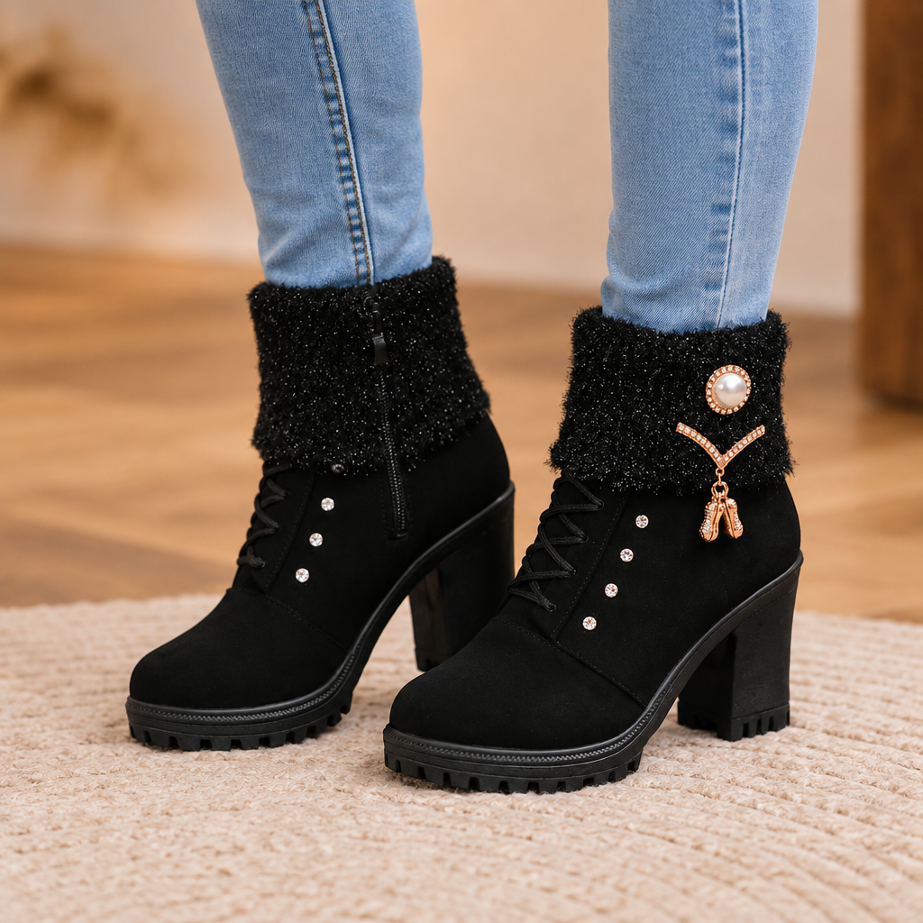 Wearbella | Fur-Lined Block Heel Boots – Cozy and Chic Design for Women