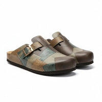 Bailey | Sabots en cuir patchwork artisanal avec boucle réglable