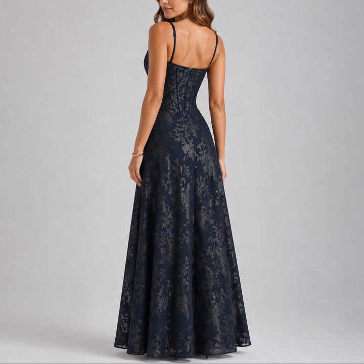 Emma | Bequemes florales Korsett-Maxikleid für eine Herbsthochzeit