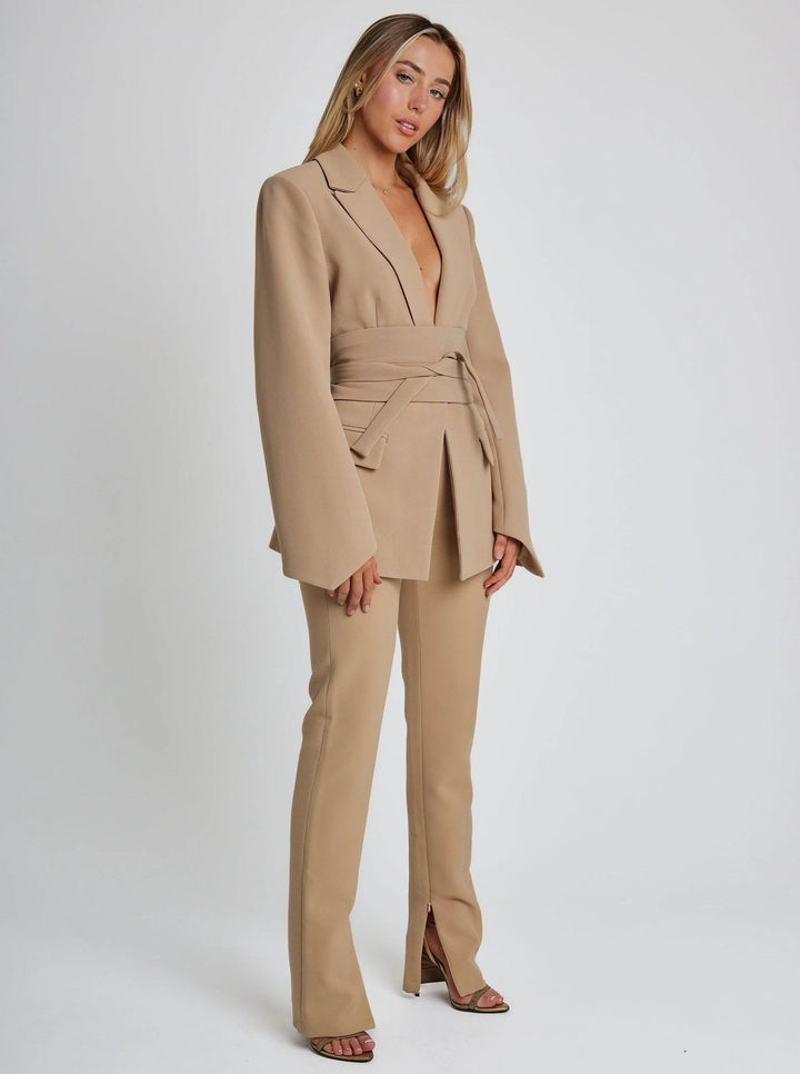 Camille | Chic And Refined Belted Luxe Blazer