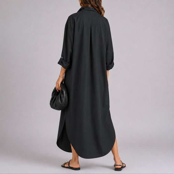 Vanessa | Lässiges und elegantes Oversize-Leinen-Maxikleid für eine Herbsthochzeit