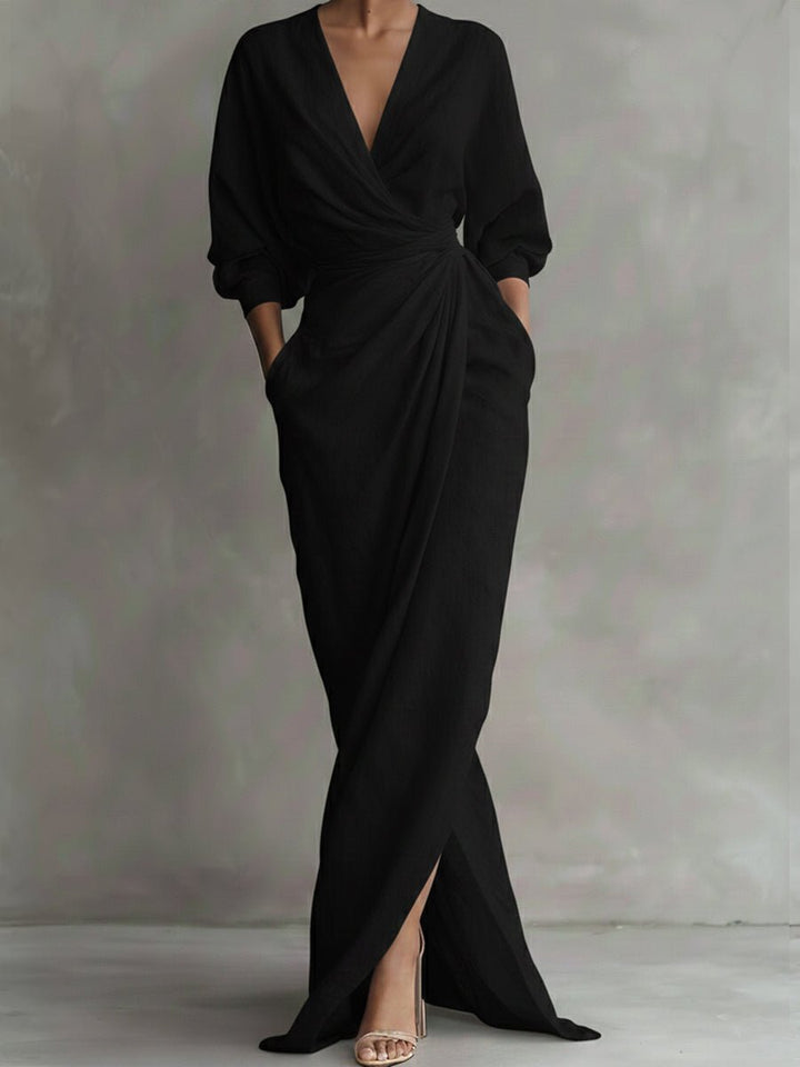 Rosalie | Elegant And Comfortable Long Sleeved Wrap Maxi Dress