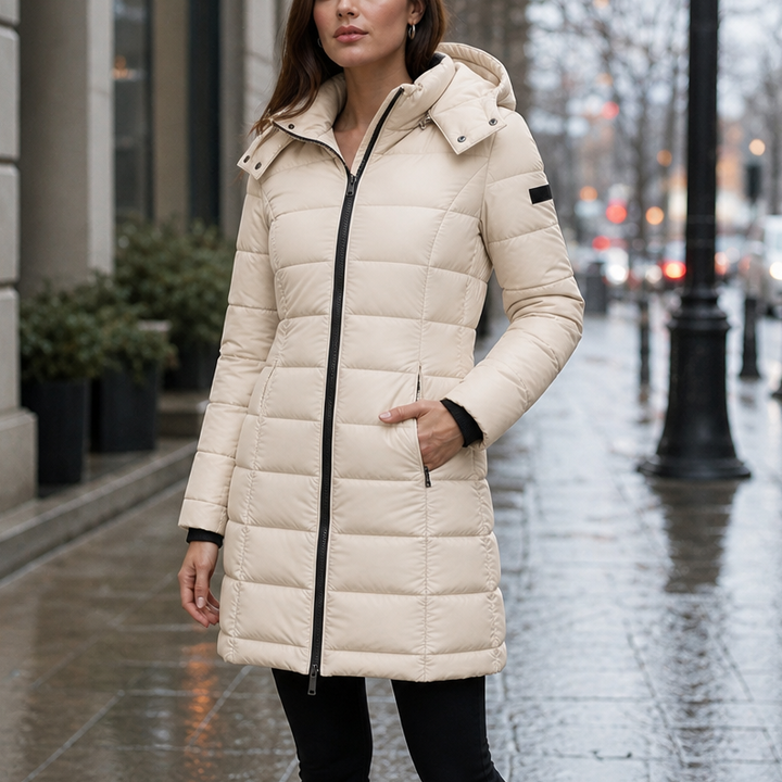 Wearbella | Mid-Length Puffer Jacket for Women with Hood