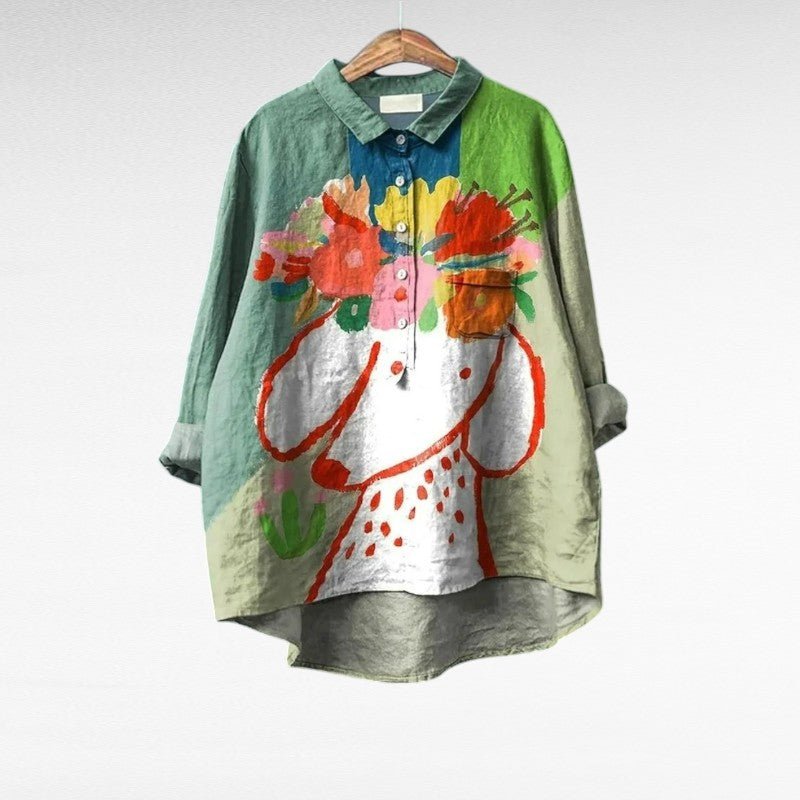 Tonya | Floral Art Blouse – Stylish Long Sleeve for Women