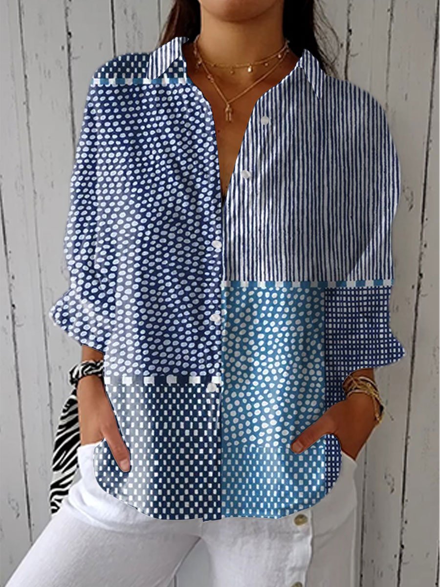 Martha | Classic Ocean Patchwork Blouse for Women