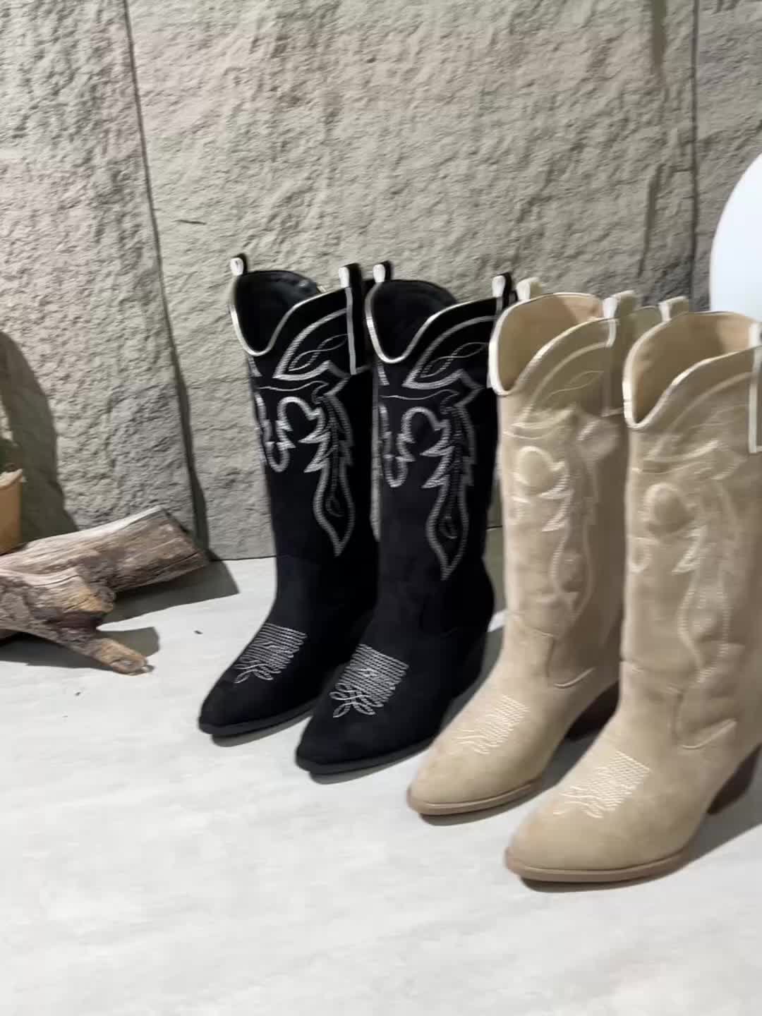 Madison | Stivali da cowboy western ricamati per polpacci larghi
