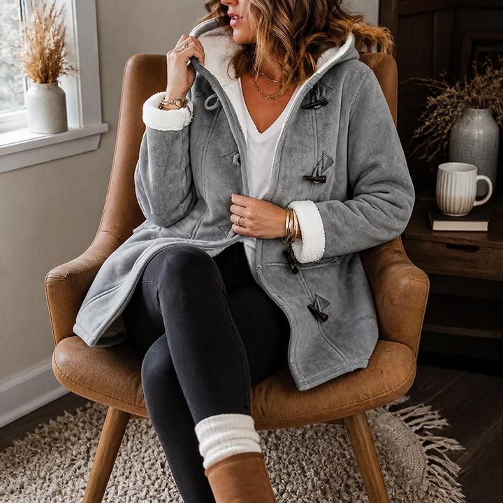 Plushbelle | Faux Shearling Hooded Winter Coat – Warm and Stylish