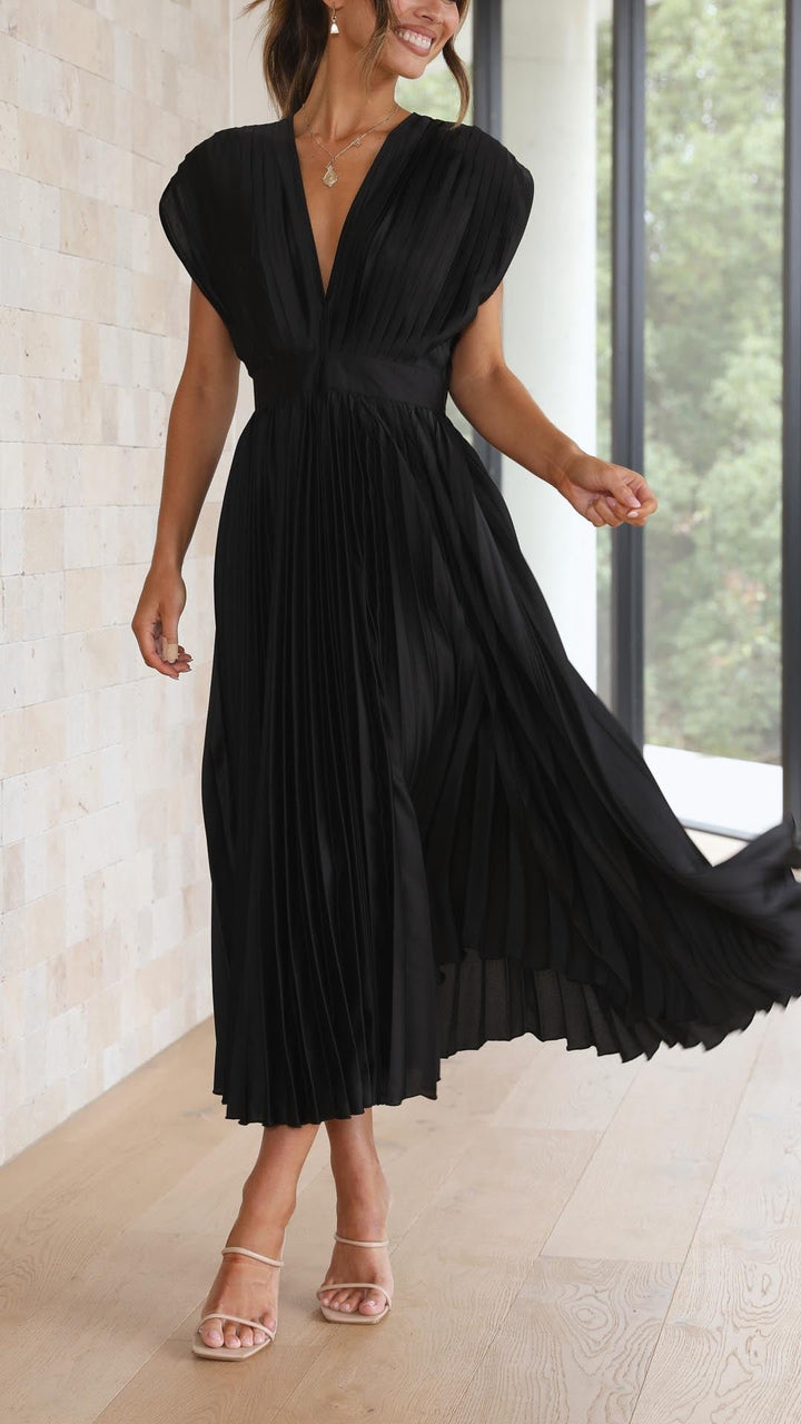 Maria | Pleated Maxi Dress for Wedding Guests