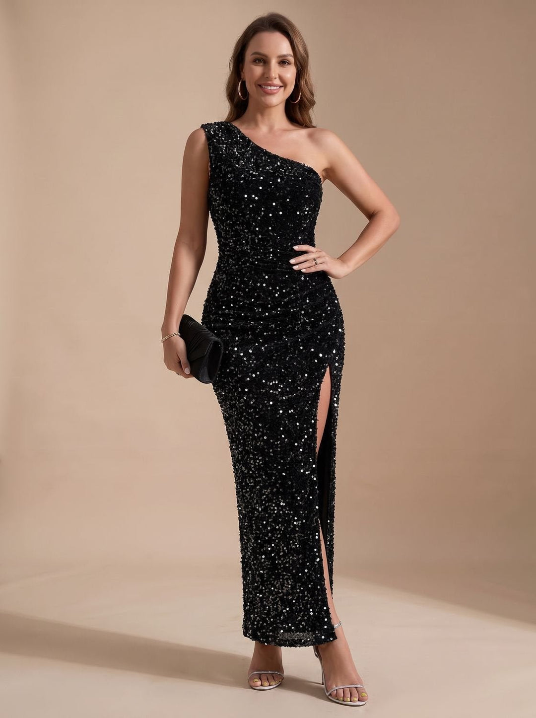 Harper | Sequin Maxi Dress – One-Shoulder Style for Women