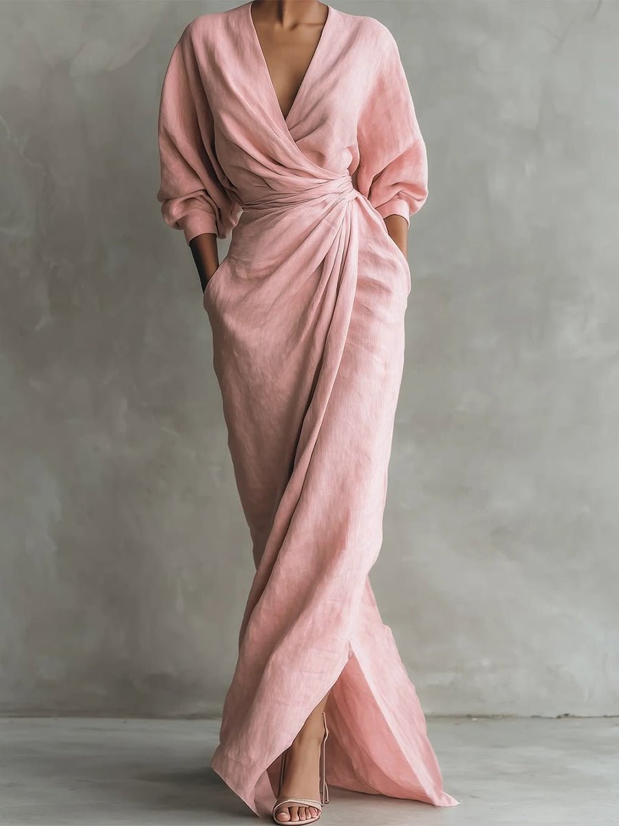 Rosalie | Elegant And Comfortable Long Sleeved Wrap Maxi Dress