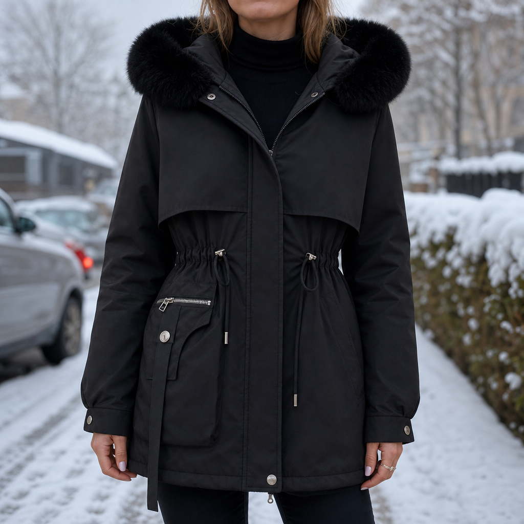 Duvella | Puffer Coat – Faux Fur Hood Double-Layered Insulation for Women