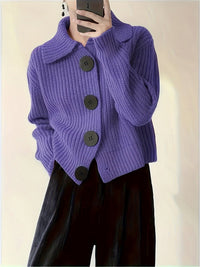 Hazel | Edler gerippter Strickpullover mit elegantem Umschlagkragen
