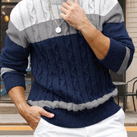Marcus | Zeitloser Pullover aus Zopfmusterstrick mit Color-Blocking