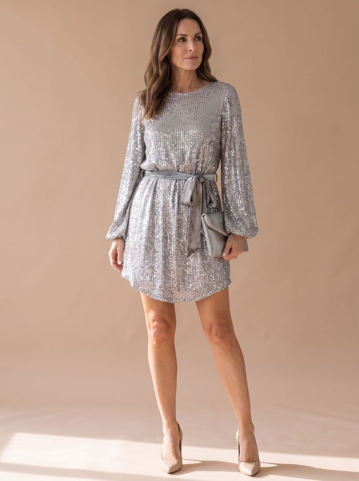 Mia | Sequin Mini Dress – Elegant Balloon Sleeve Style for Women