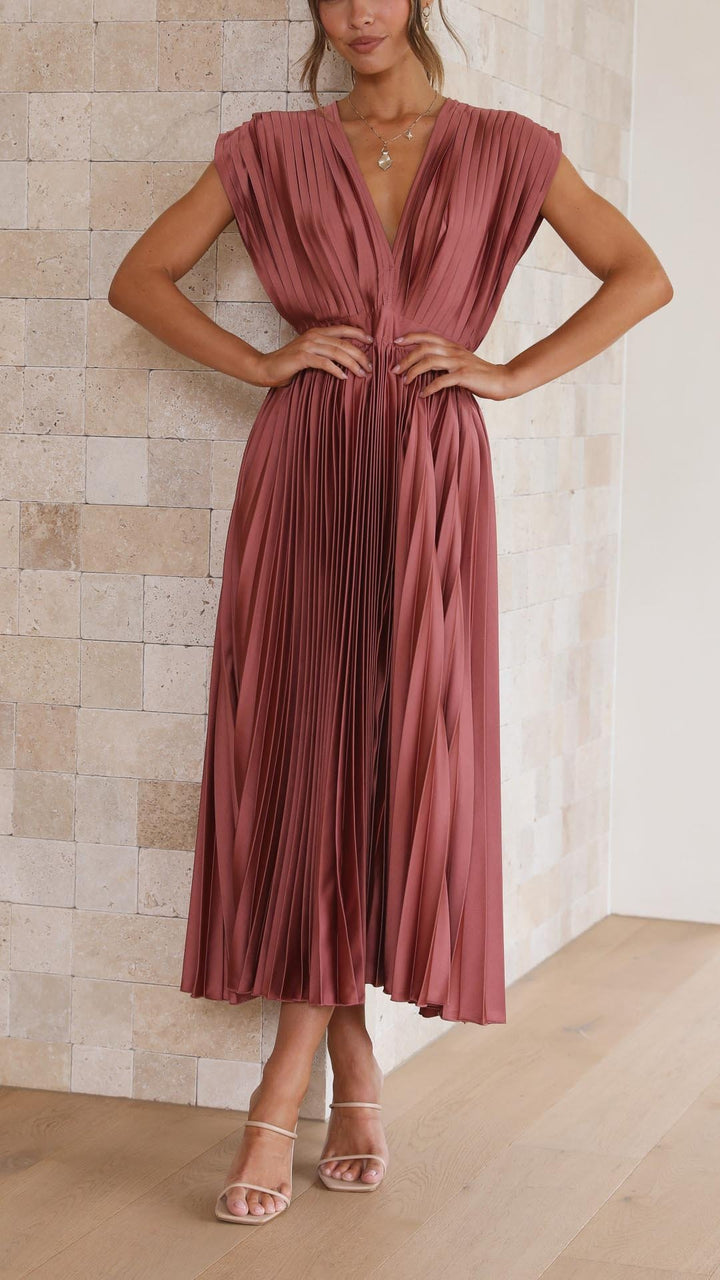 Maria | Pleated Maxi Dress for Wedding Guests